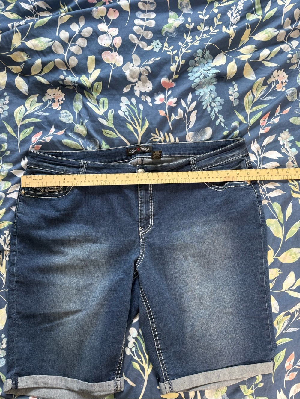 Love Indigo Dark Blue Denim Jeans Shorts Plus Size 24W - Picture 6 of 6